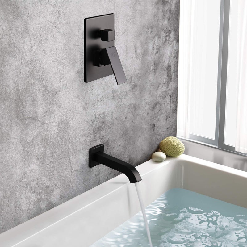 POP SANITARYWARE Matte Black Shower Faucet Set with Tub Spout Bathroom Rainfall 8 Inch Shower Head System with Handheld Single Handle Shower Trim Kit with Valve - Image 5